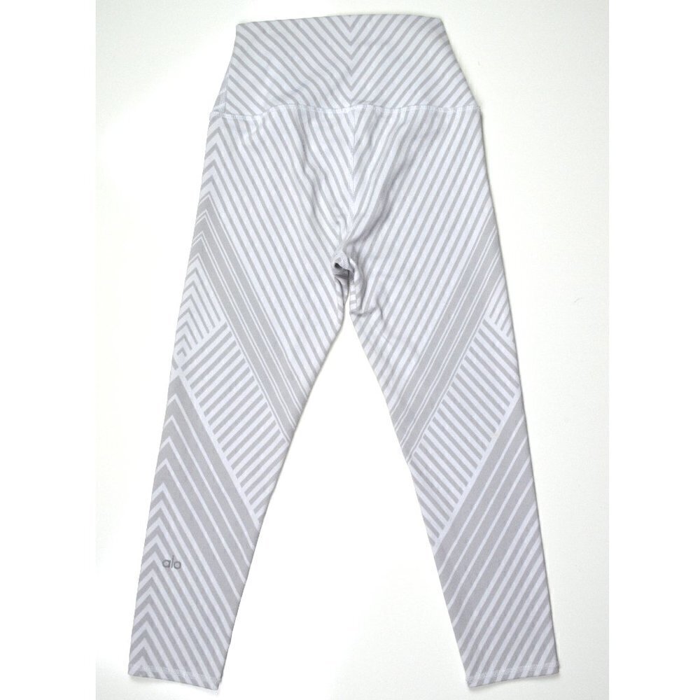 alo Diagonal Stripe Santa Fe White Crop Legging XS - Picture 3 of 8